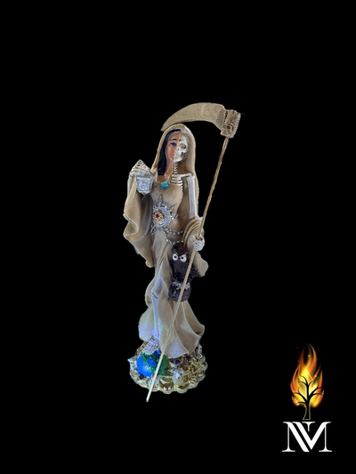 Santa Muerte 12-inch Bone Dual Face Statue